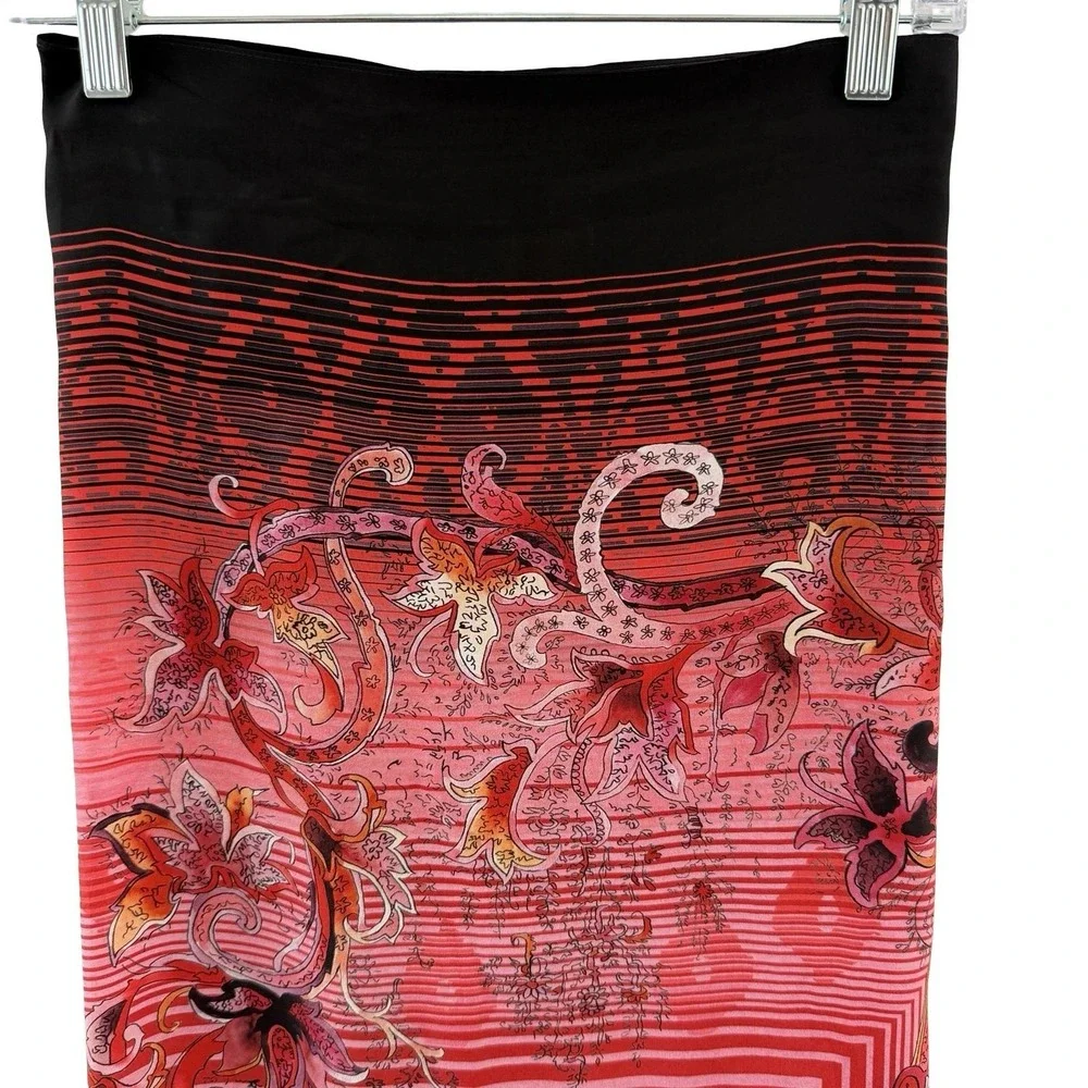 Gottex Silk Scarf Shawl Womens One Size Red Floral Square 55x55 Wrap Foulard NWT